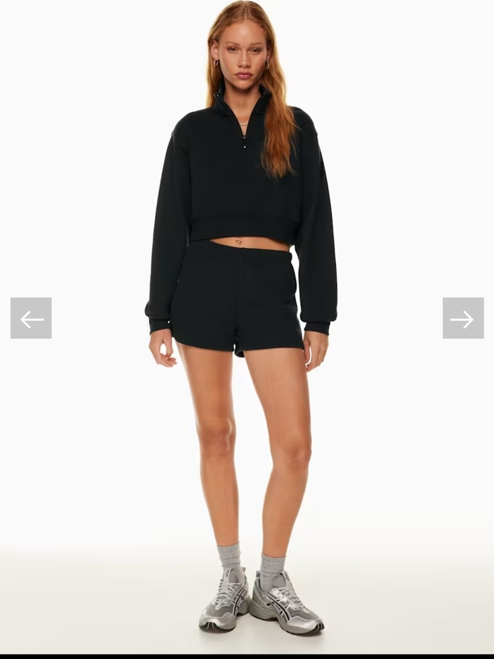 Aritzia TNA Sweatfleece Cozy Fleece Cropped Quarter Zip S Black Athleisure